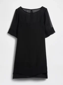 Sheer Organza Mini Shift Dress