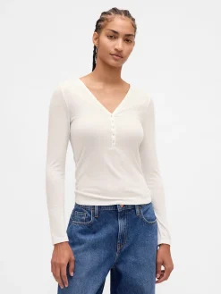 Sheer Rib Henley T-Shirt