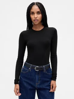Sheer Rib Sweater Bodysuit