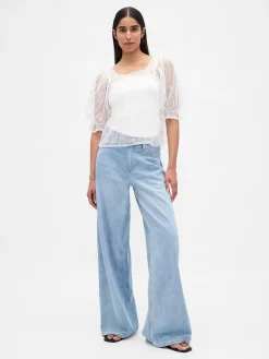 Sheer Tulle Embroidered Top