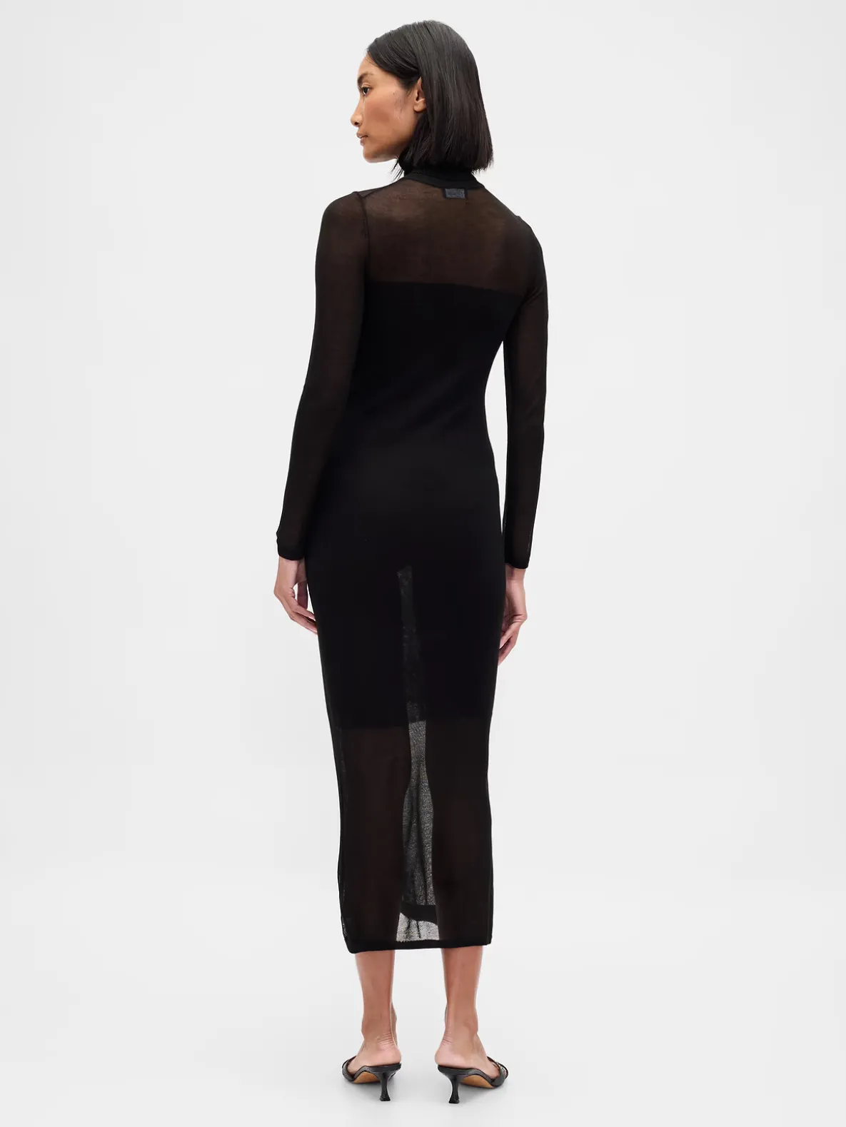Sheer Turtleneck Maxi Sweater Dress