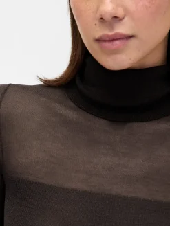 Sheer Turtleneck Maxi Sweater Dress