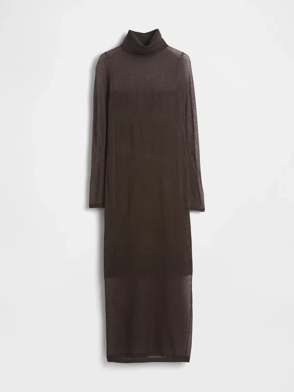 Sheer Turtleneck Maxi Sweater Dress