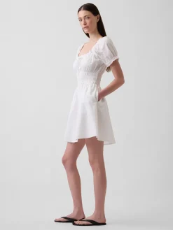 Smocked-Waist Mini Dress