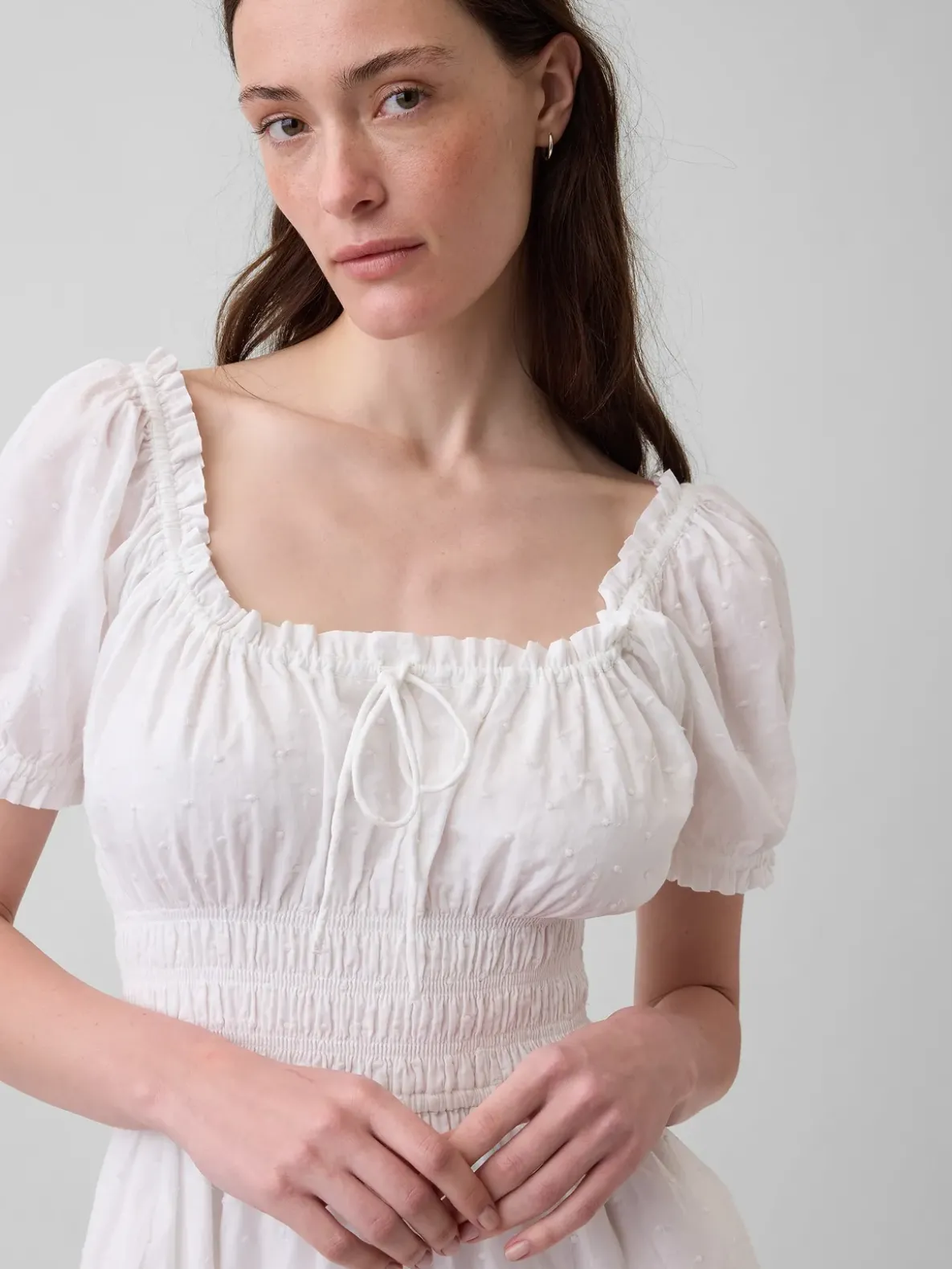Smocked-Waist Mini Dress