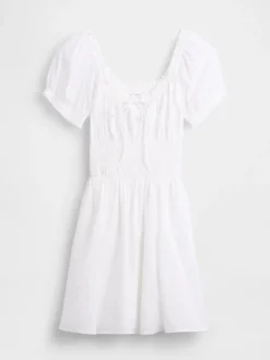 Smocked-Waist Mini Dress