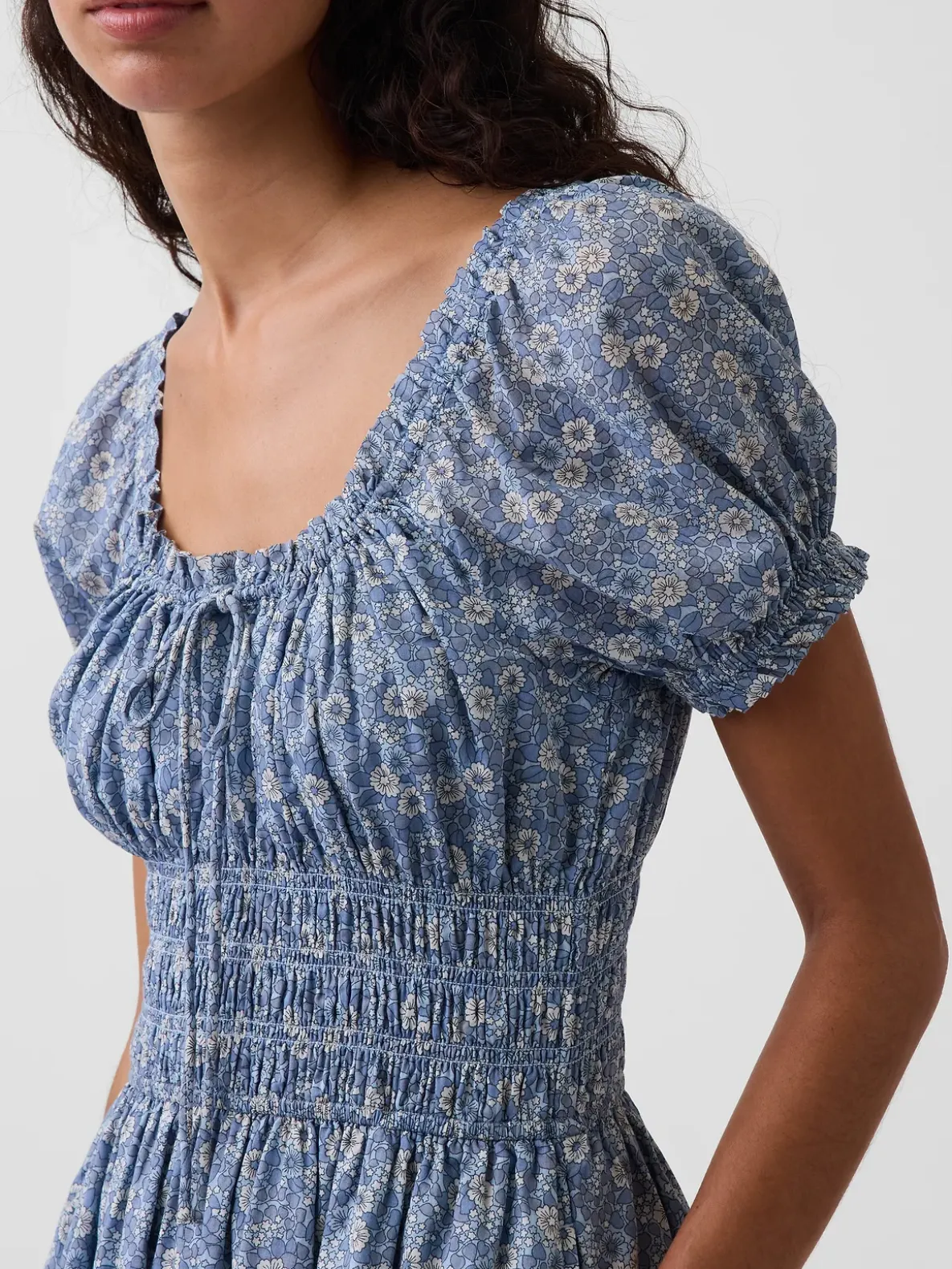 Smocked-Waist Mini Dress