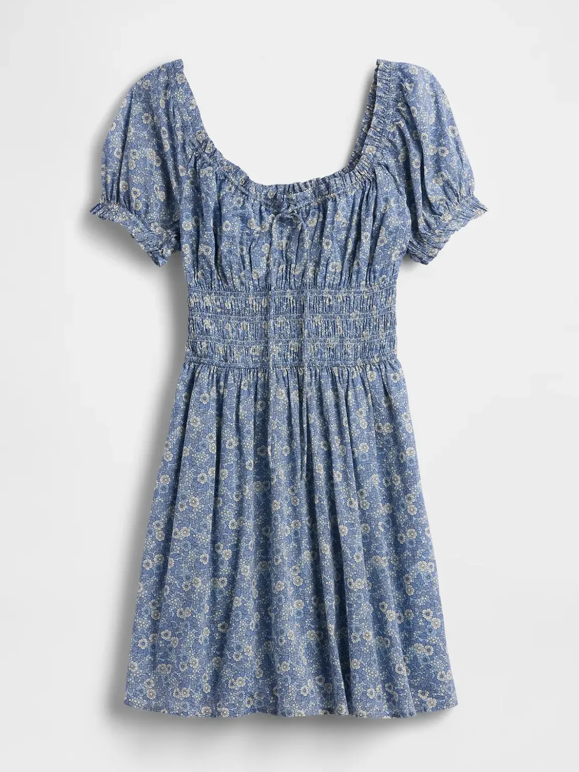 Smocked-Waist Mini Dress