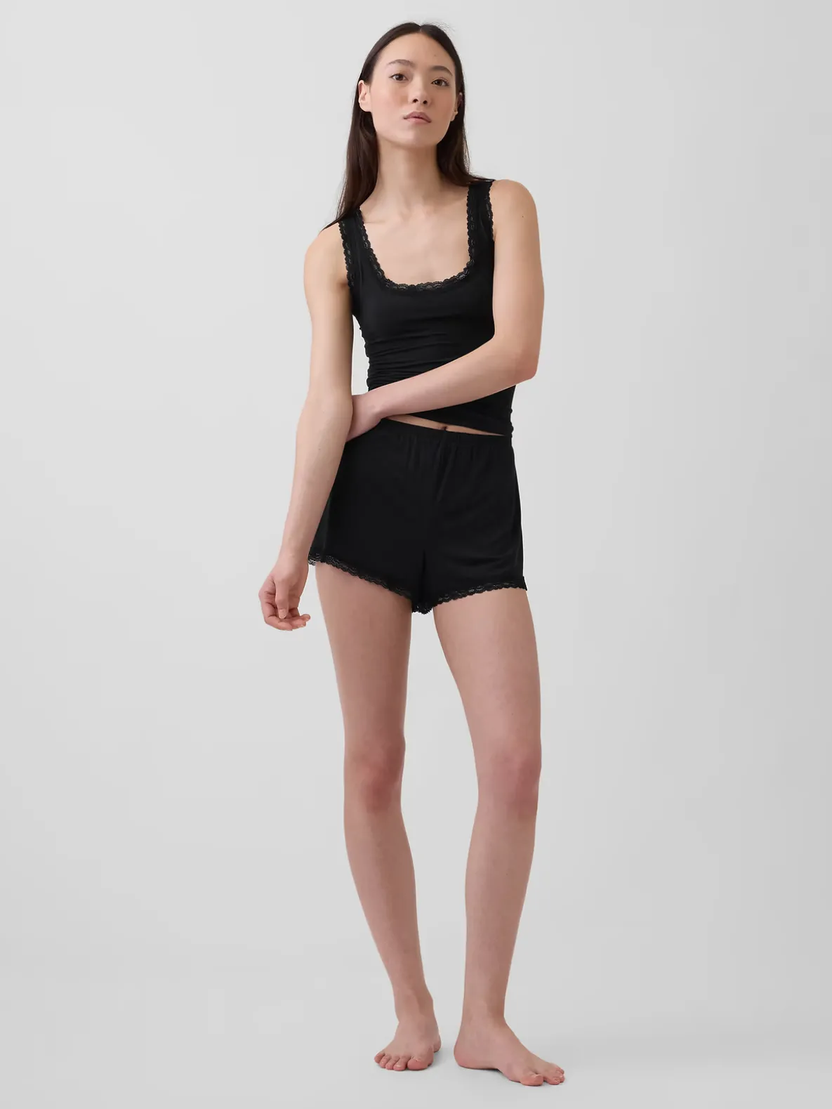 Softest Modal Lace-Trim PJ Shorts