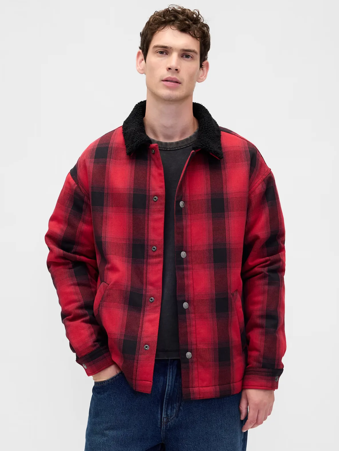 Stranger Things Adult Sherpa-Lined Shirt Jacket