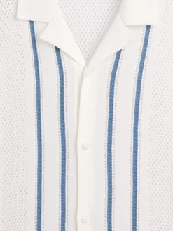 Stripe Camp Collar Sweater Shirt