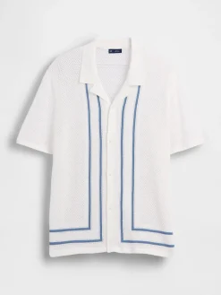 Stripe Camp Collar Sweater Shirt