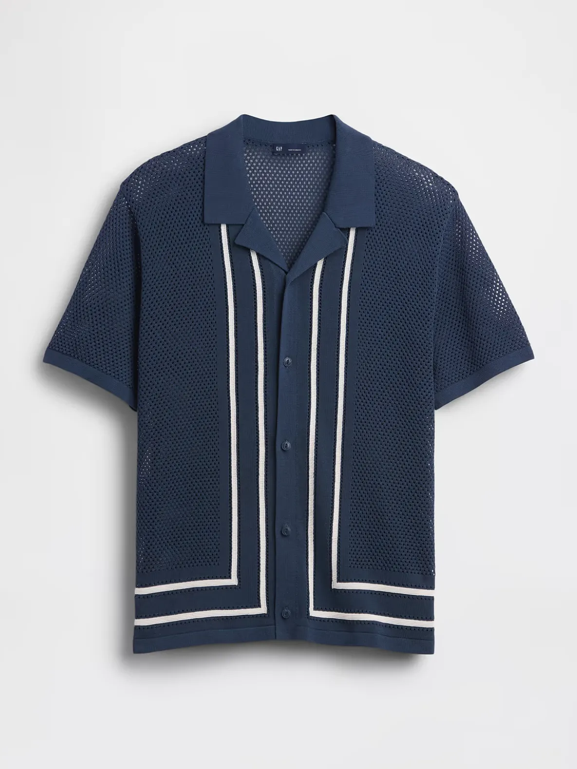Stripe Camp Collar Sweater Shirt