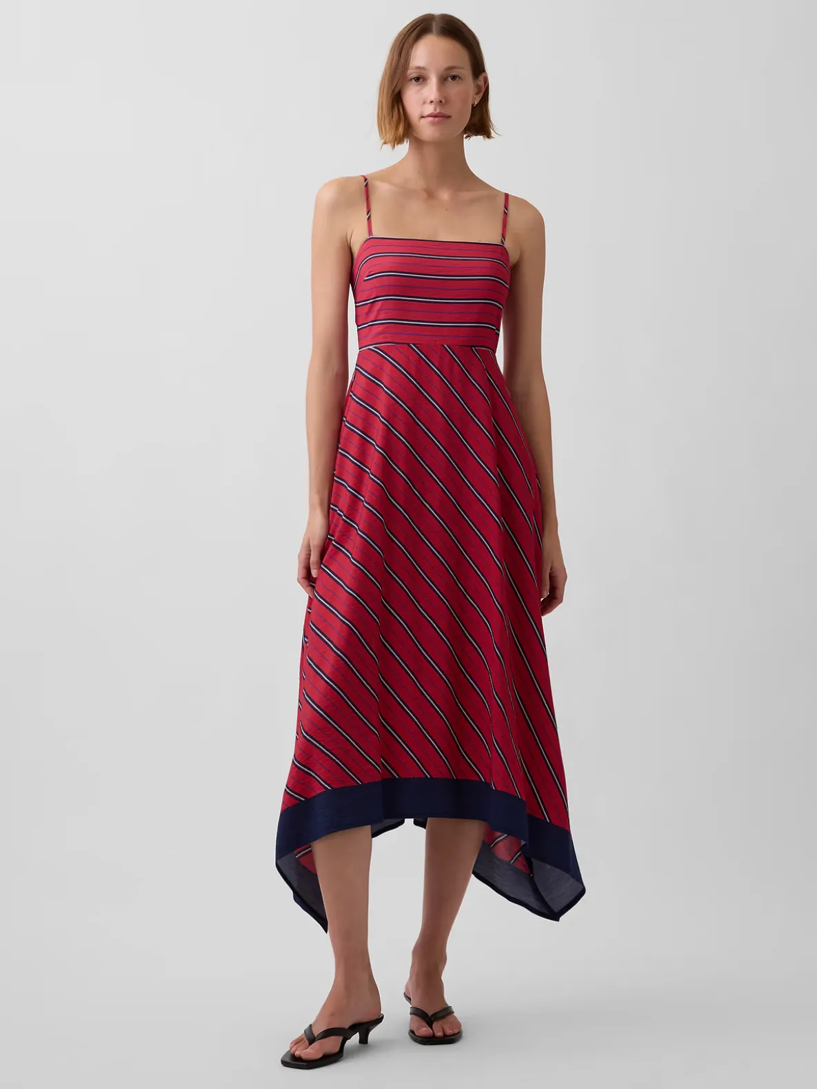 Stripe Handkerchief Midi Dress