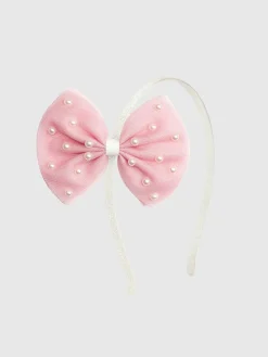 Sweet Wink Pretty Pearl Tulle Bow Headband