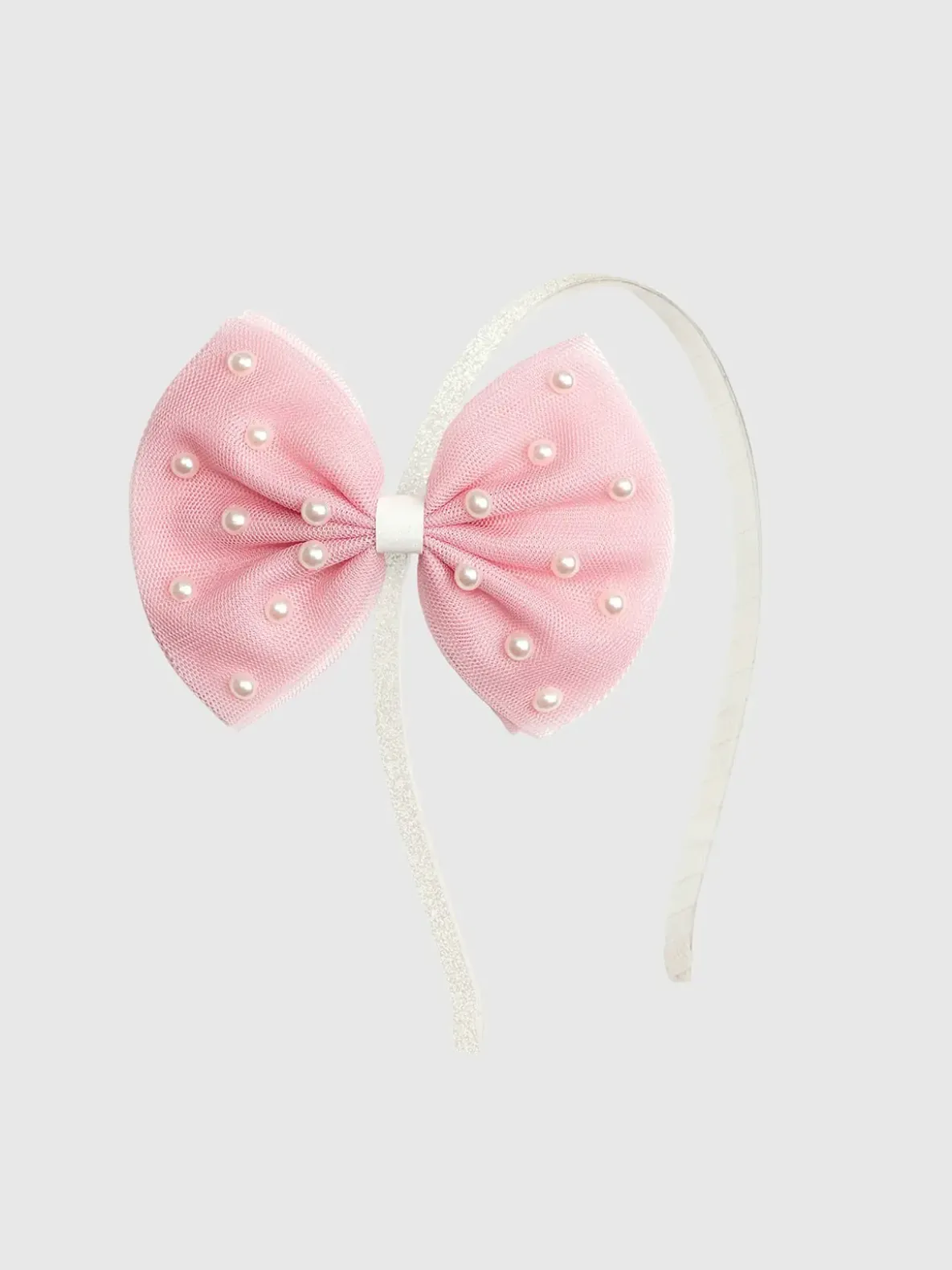 Sweet Wink Pretty Pearl Tulle Bow Headband