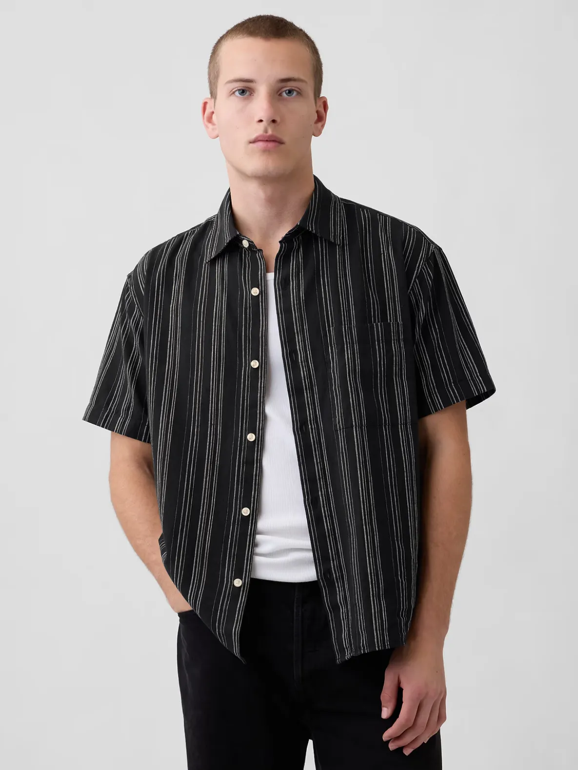 Textured Linen-Cotton Shirt