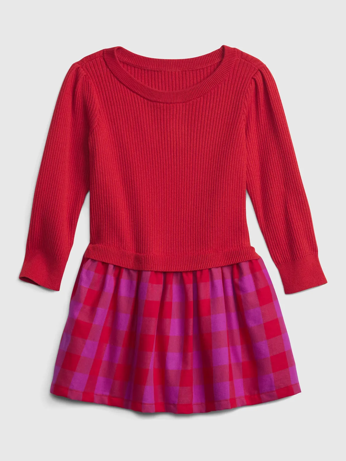 Toddler Ribbed Sweater Mix-Media Dress