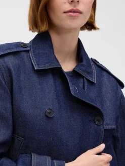 UltraSoft Denim Crop Trench Jacket