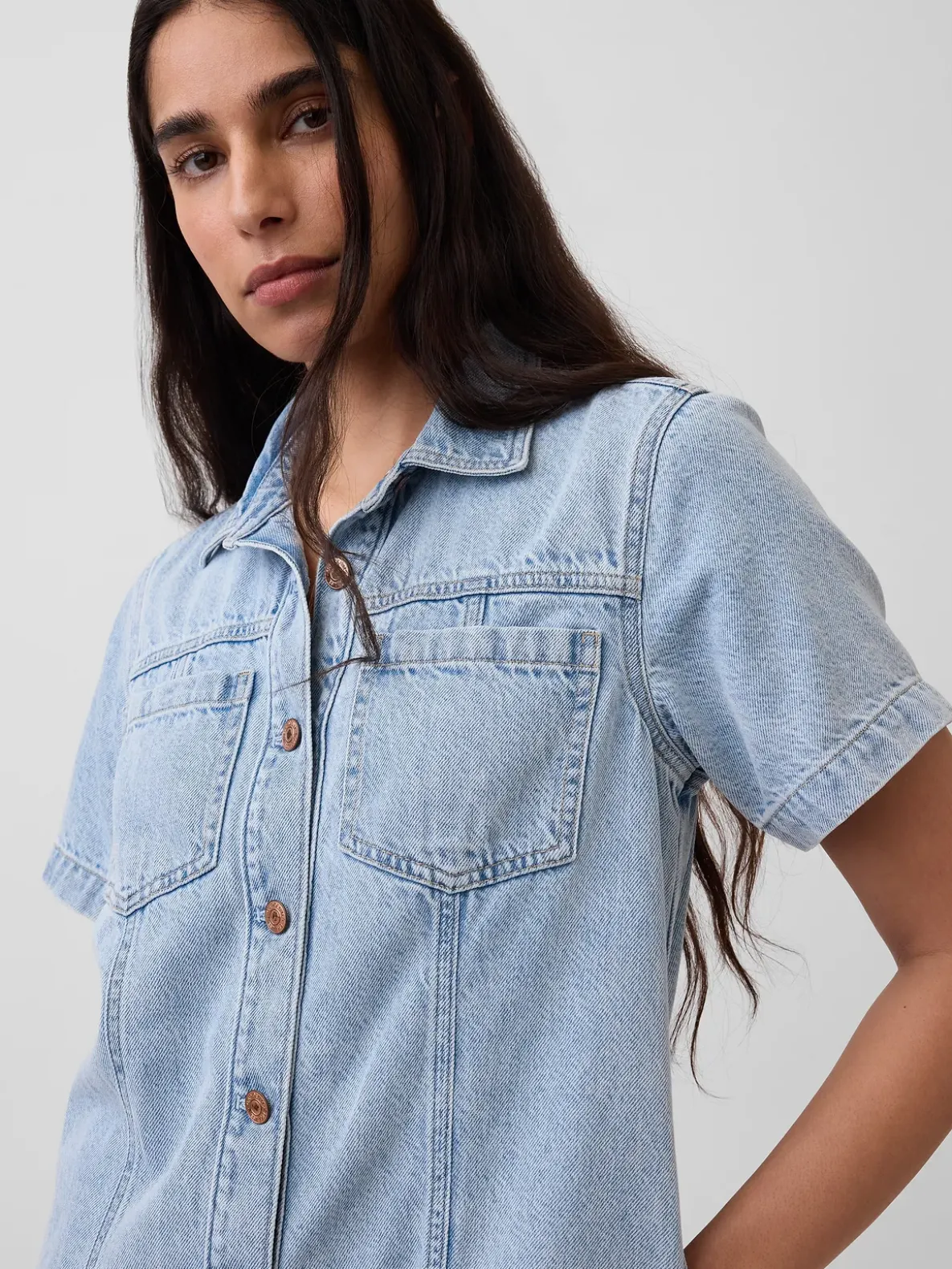 UltraSoft Denim Mini Shirtdress