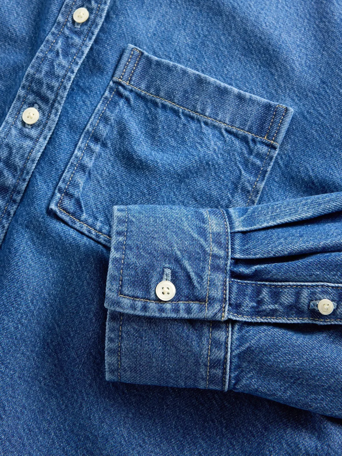 UltraSoft Denim Oversized Straight-Hem Crop Shirt