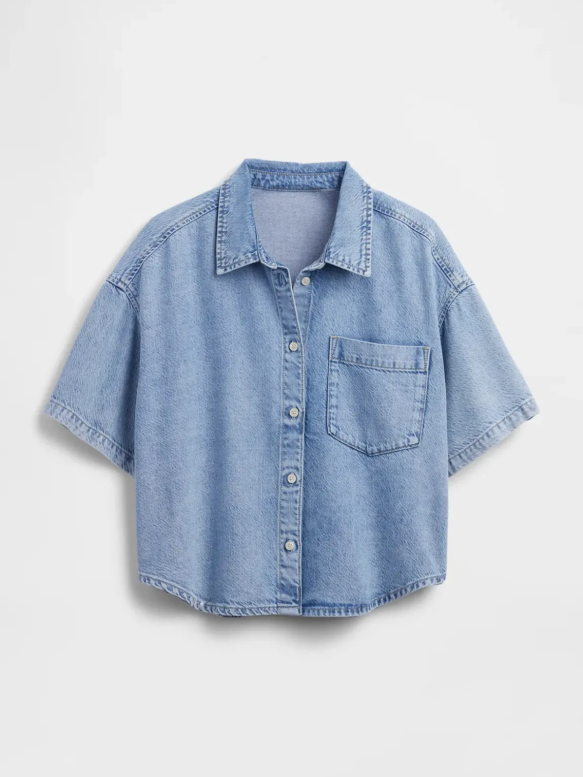 UltraSoft Denim Oversized Camp Shirt