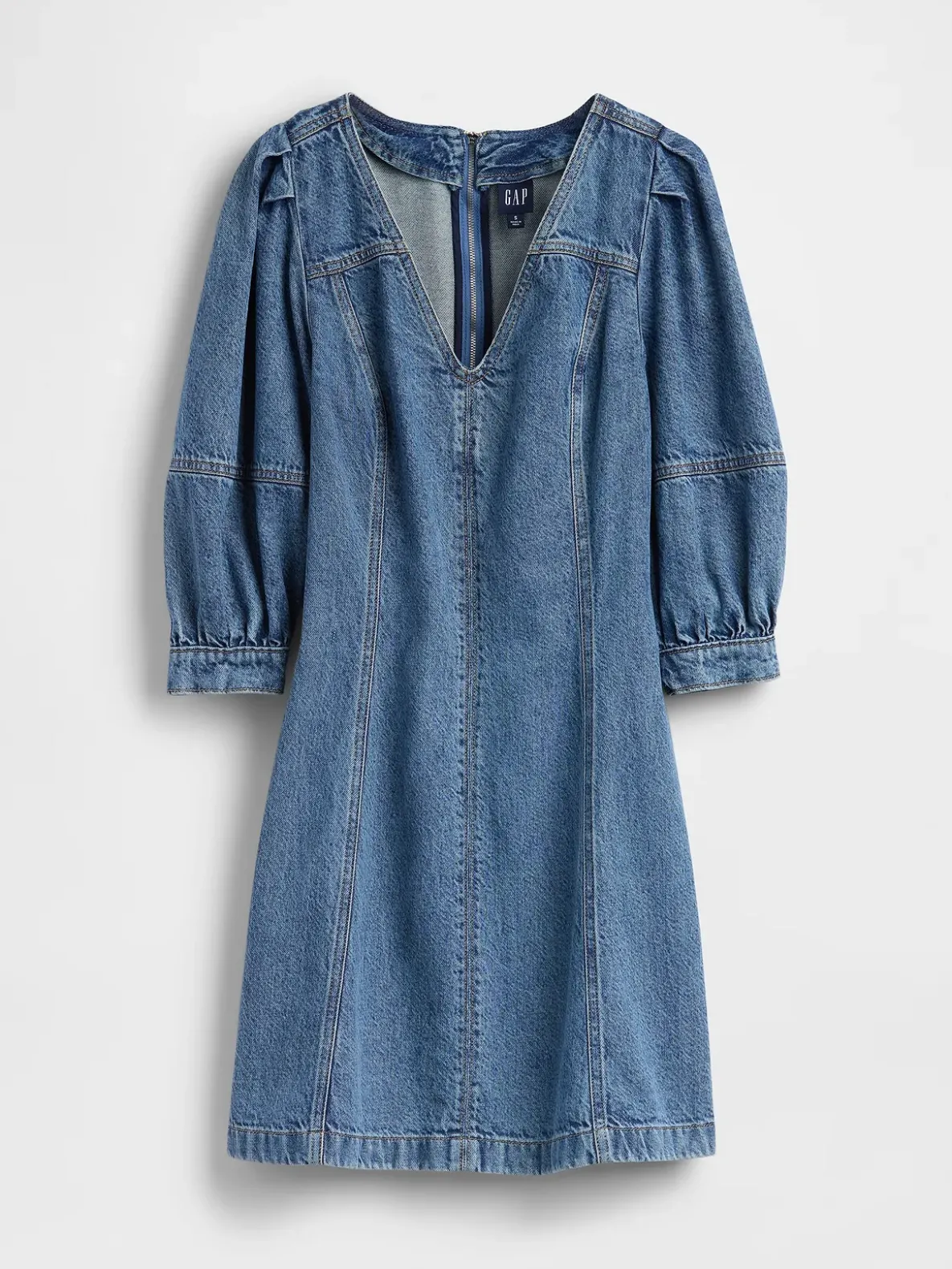 UltraSoft Denim Puff-Sleeve Mini Dress