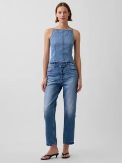 UltraSoft Denim Seamed Square Neck Top