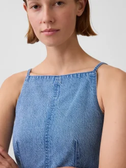 UltraSoft Denim Seamed Square Neck Top