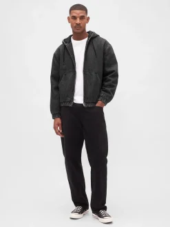 UltraSoft Denim Sherpa-Lined Zip Hoodie