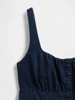 UltraSoft Denim Square-Neck Mini Dress