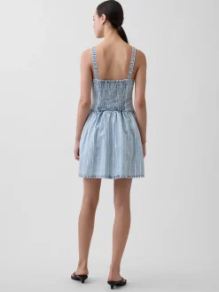 UltraSoft Denim Stripe Drop-Waist Mini Dress