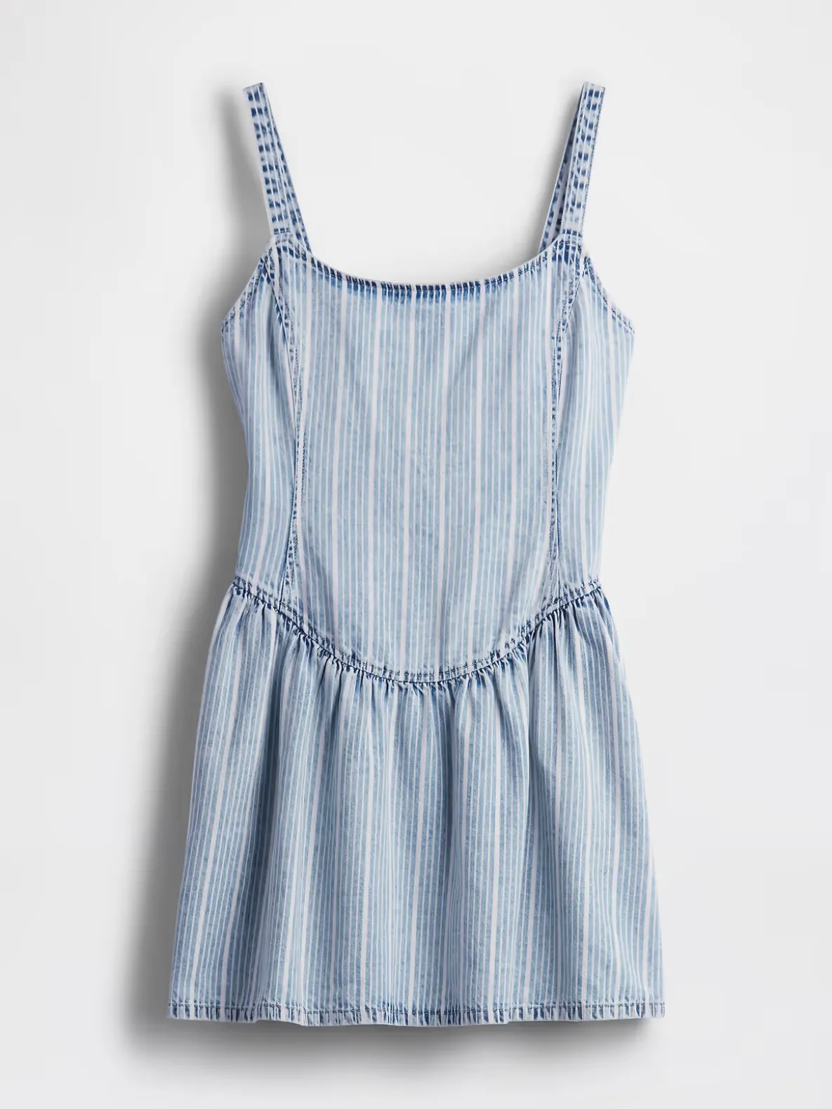 UltraSoft Denim Stripe Drop-Waist Mini Dress
