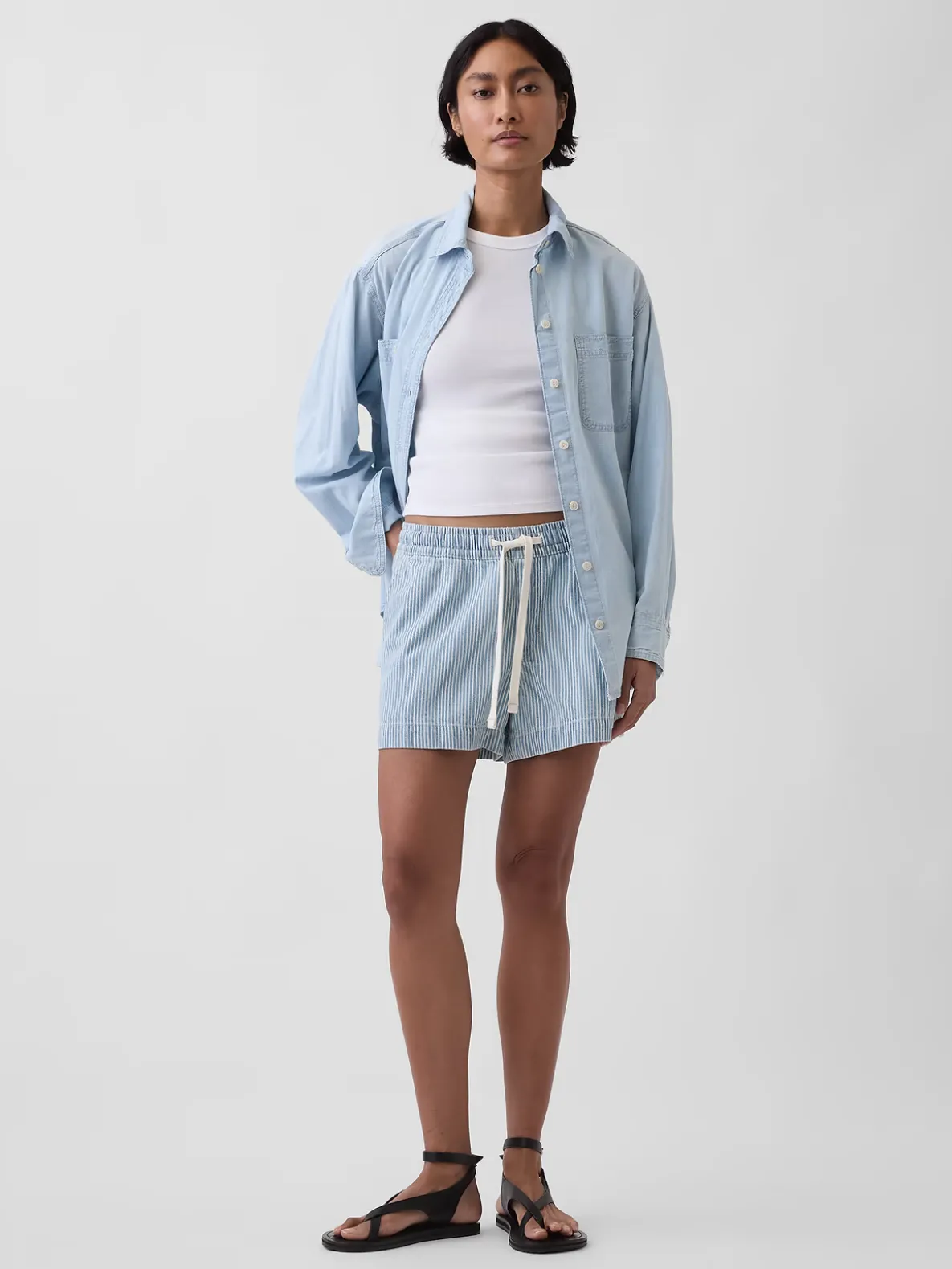 UltraSoft Denim Stripe Easy Shorts