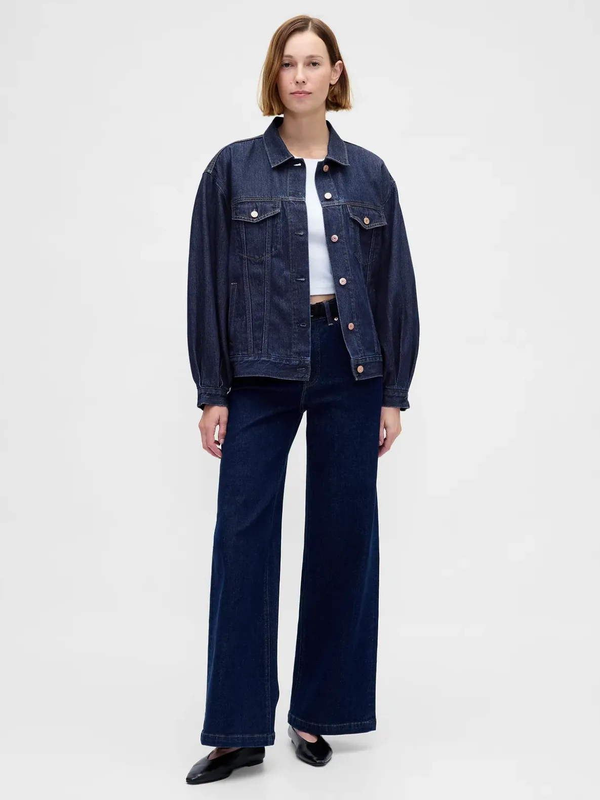 UltraSoft Oversized Balloon-Sleeve Icon Denim Jacket