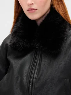 Vegan Leather Bomber Jacket