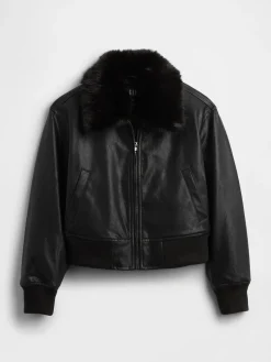 Vegan Leather Bomber Jacket