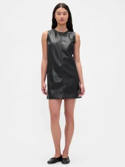 Vegan Leather Shift Mini Dress