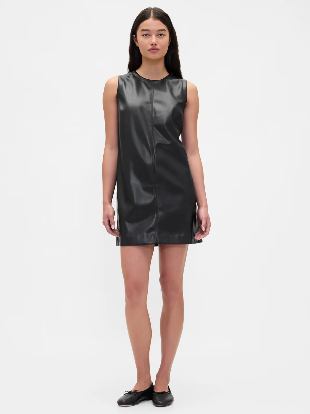 Vegan Leather Shift Mini Dress