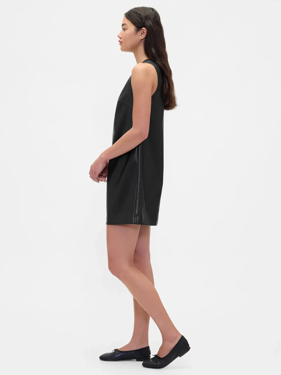 Vegan Leather Shift Mini Dress
