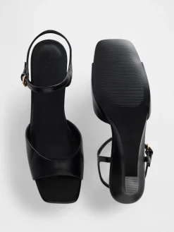 Vegan Leather Wedge Sandals