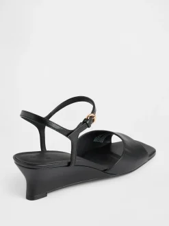 Vegan Leather Wedge Sandals