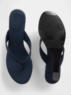 Vegan Leather Wedge Thong Sandals