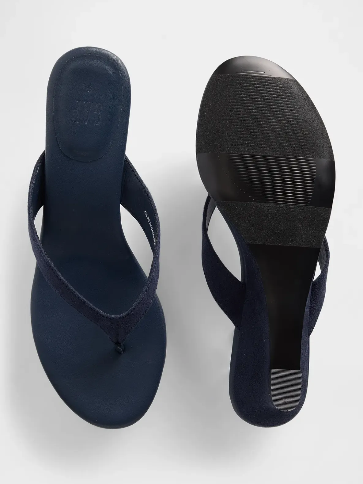 Vegan Leather Wedge Thong Sandals