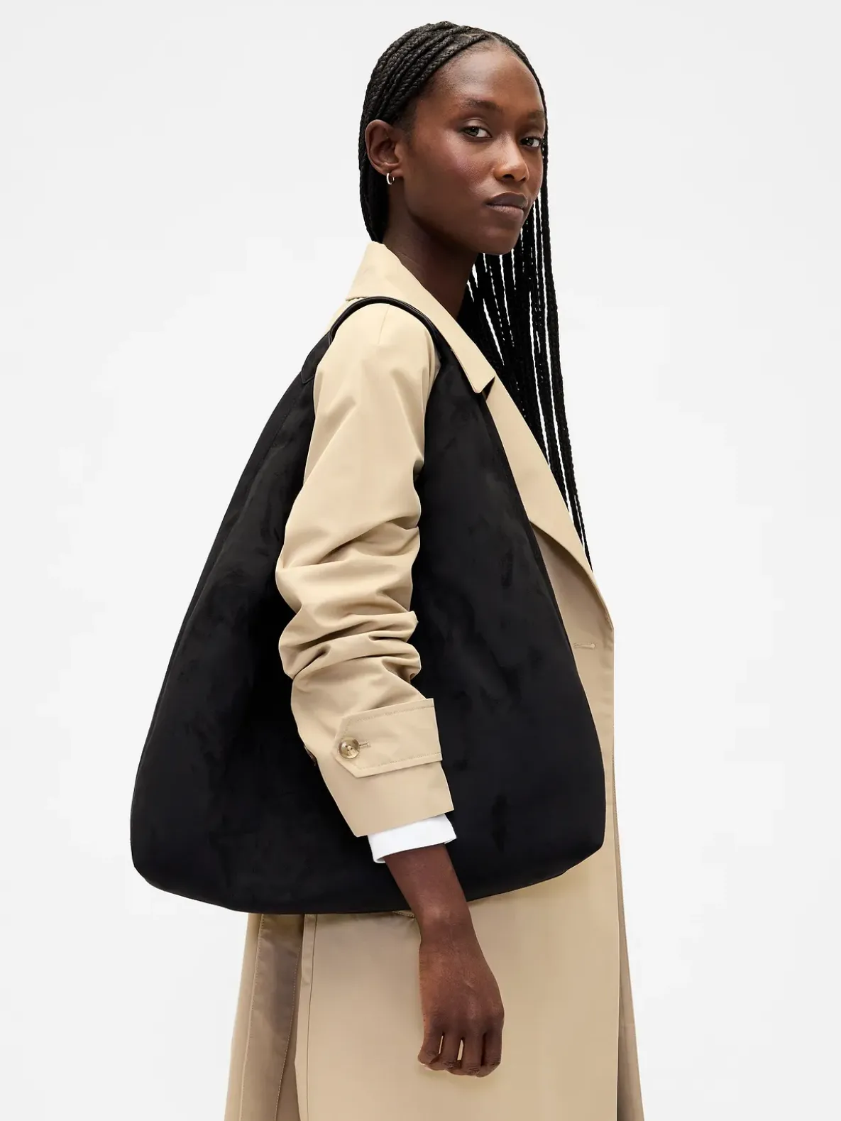 Vegan Suede Slouchy Tote Bag