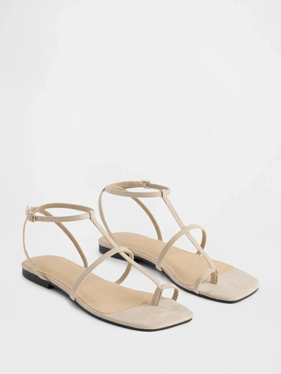 Vegan Suede T-Strap Sandals