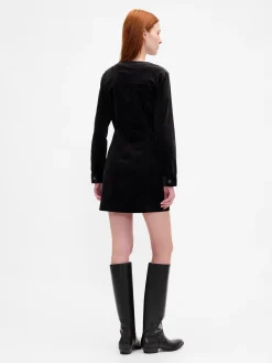 Velvet V-Neck Pocket Mini Dress