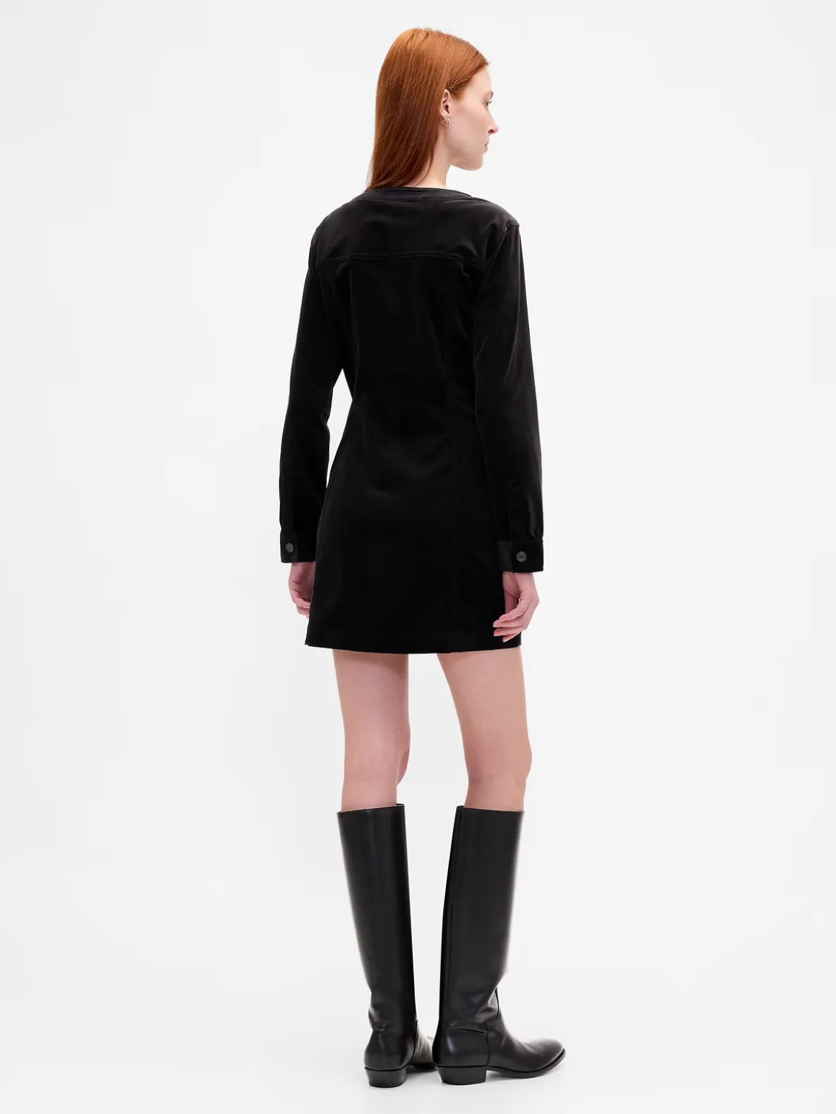 Velvet V-Neck Pocket Mini Dress