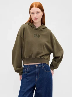 VintageSoft Crop Logo Hoodie