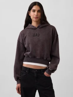 VintageSoft Crop Logo Hoodie